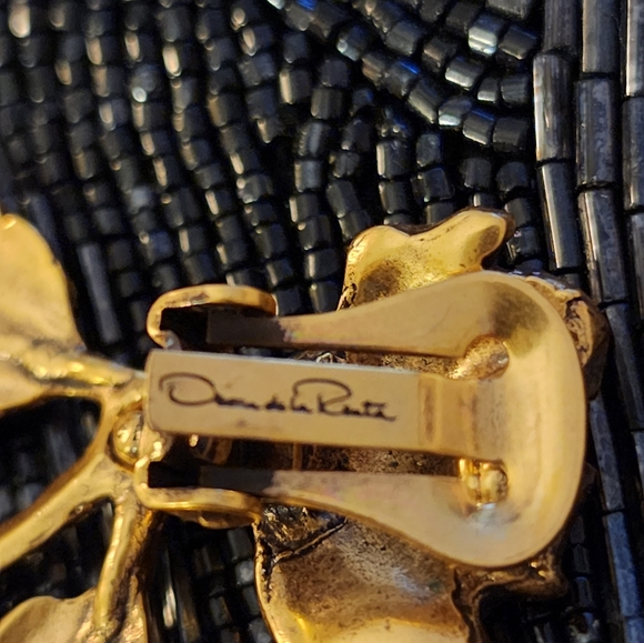 Oscar De La Renta Brooche and Matching Clip on Earrings